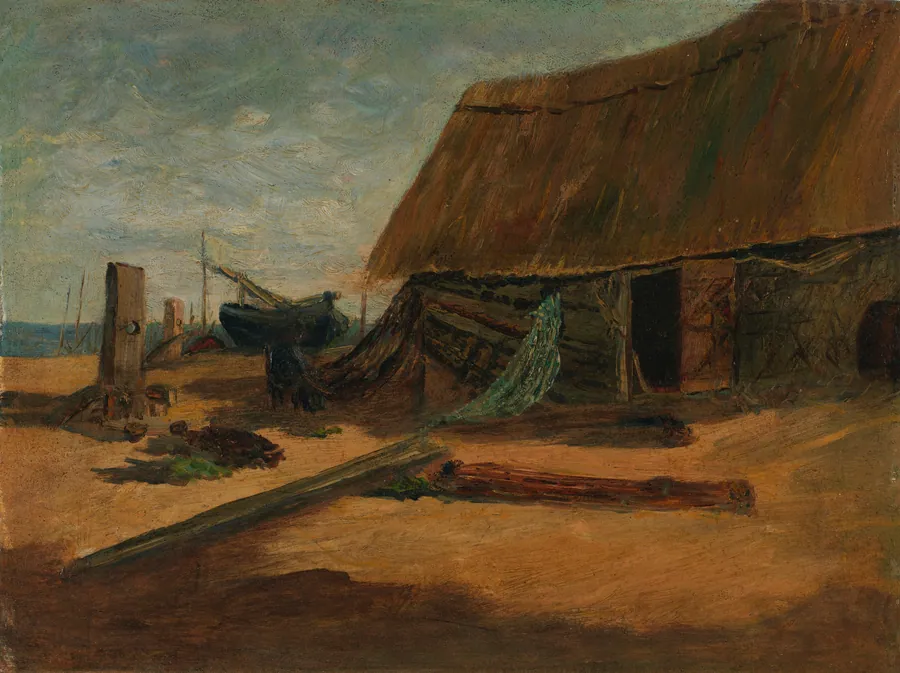 Fishing Shacks by Edward Mitchell Bannister, born St. Andrews, New Brunswick, Canada 1828-died Providence, RI 1901
