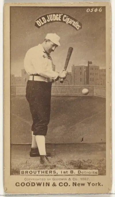 Dennis Joseph "Dan" Brouthers, 1st Base, Detroit Wolverines, from the Old Judge series (N172) for Old Judge Cigarettes