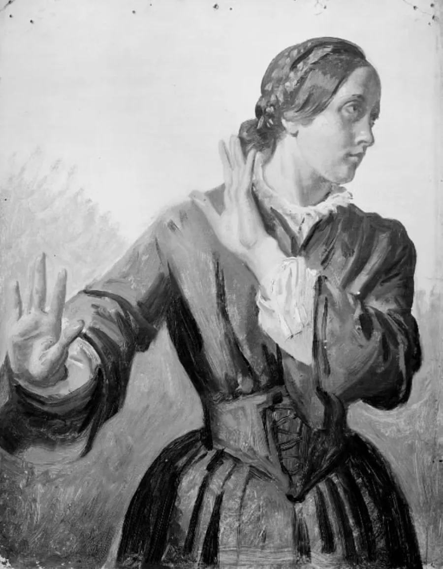 Studie af en ung kvinde (Thora Købke) by Constantin Hansen