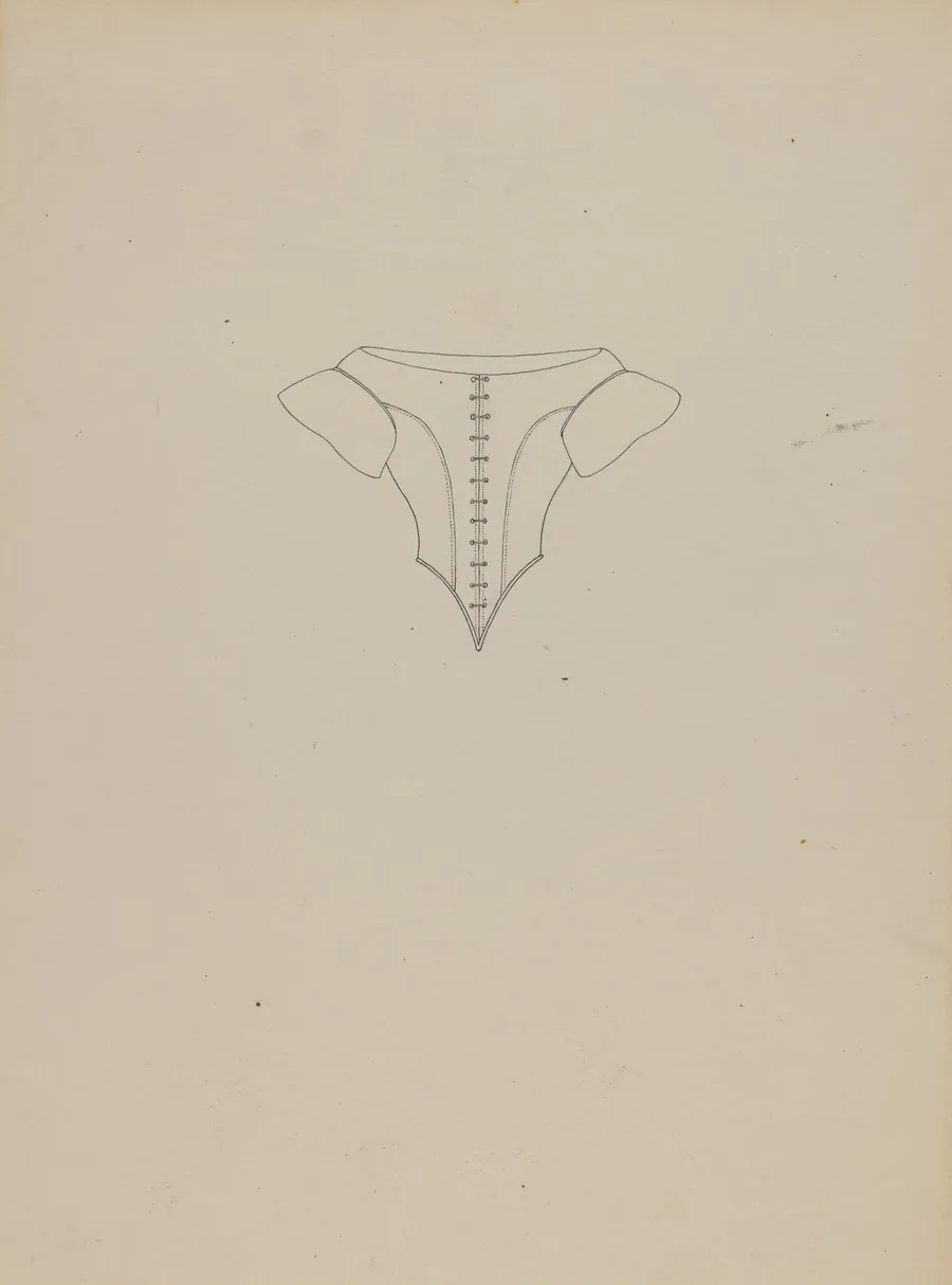 Evening Bodice, Line Drawing by Mae A. Clarke