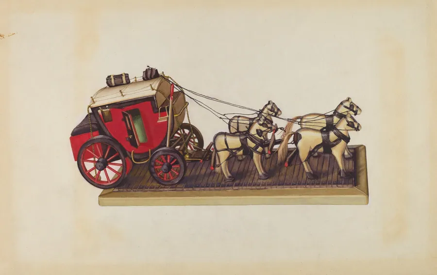 Wooden Model - Coach & Four Horses by Laura Bilodeau