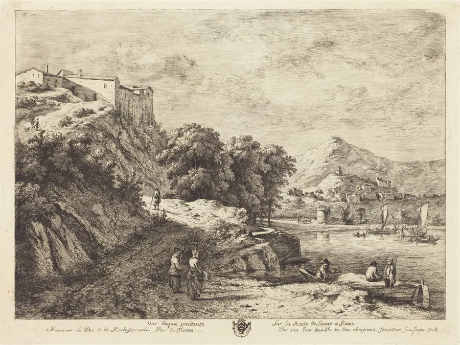 Vue d'Aqua Pendente sur la route de Sienne a Rome by Jean-Jacques de Boissieu