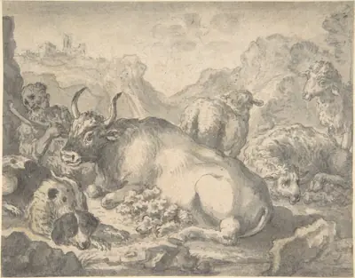 Sheperd with his Flock and a Dog