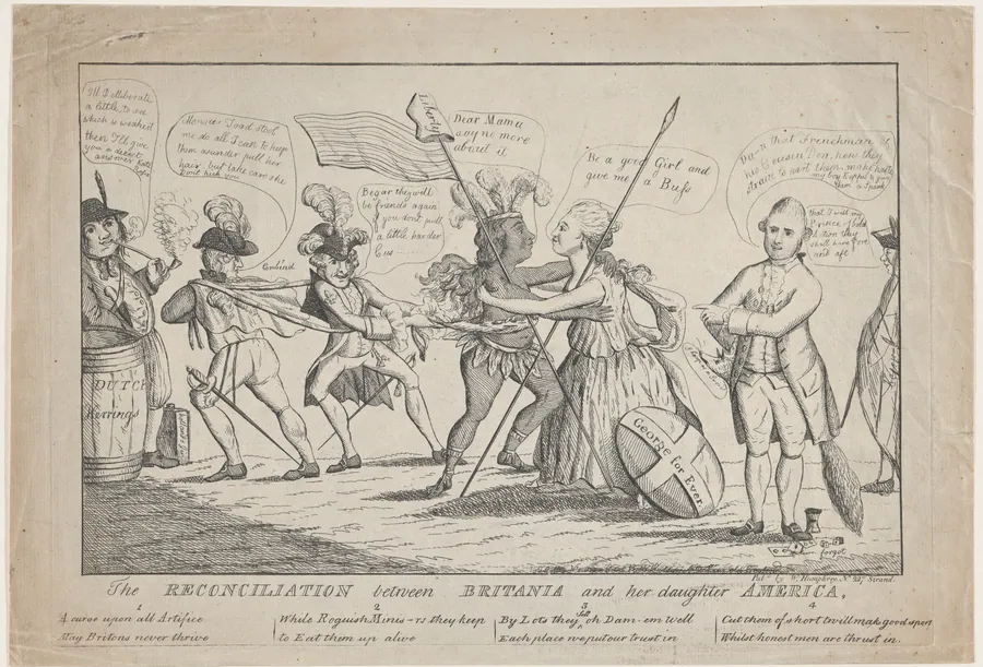 The Reconciliation Between Britannia and Her Daughter America by Thomas Colley