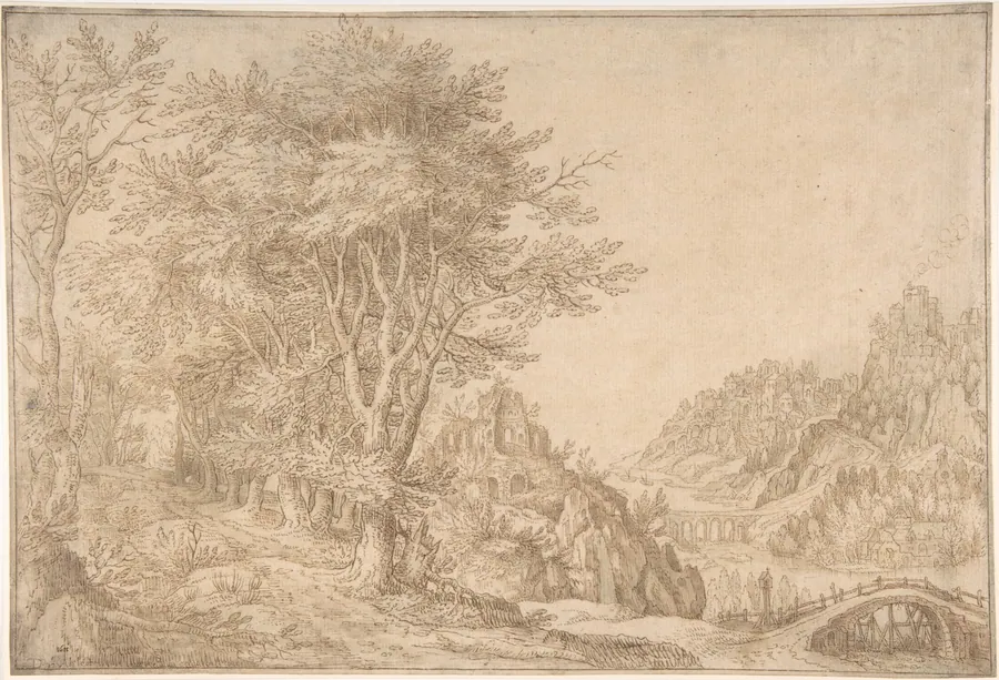 Wooded Landscape with a River, Castle, and Town Beyond by Denijs van Alsloot