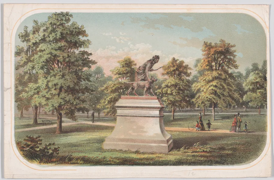 Central Park, Statue of the Indian Hunter by Anonymous, American, 19th century