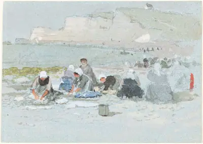 Washerwomen on the Beach at Etretat