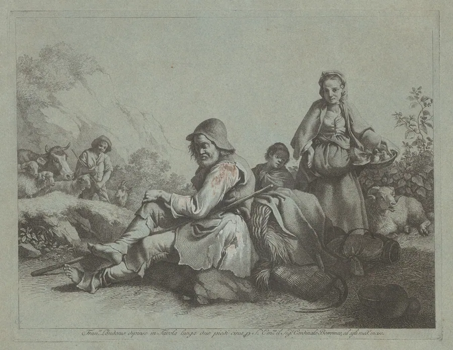 Seated Shepherd and a Peasant Woman with a Basket by Francesco Londonio