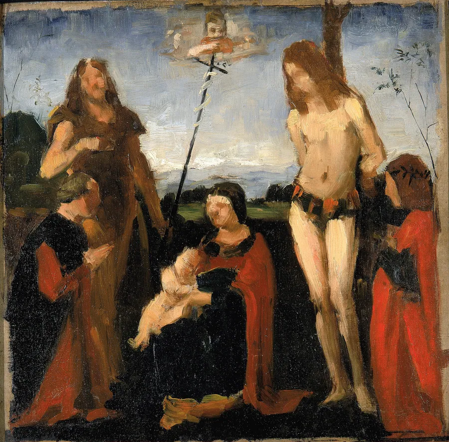 After Boltraffio, "Sacra Conversazione" by Kenyon Cox, born Warren, OH 1856-died New York City 1919