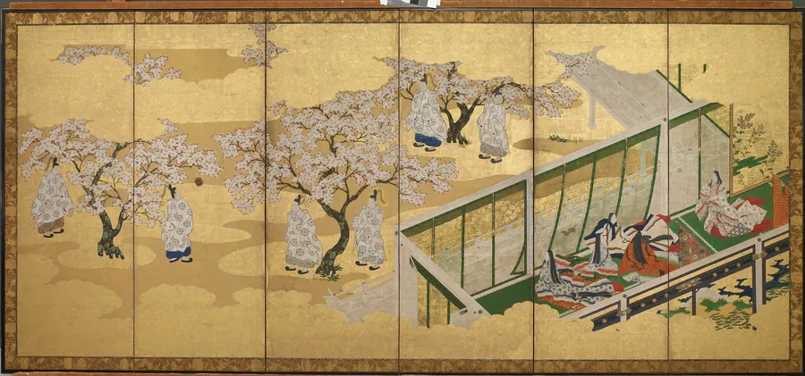 The Tale of Genji, Chapter 34; Kashiwagi catches sight of the Third Princess by Tosa Mitsuoki (1617-1691)