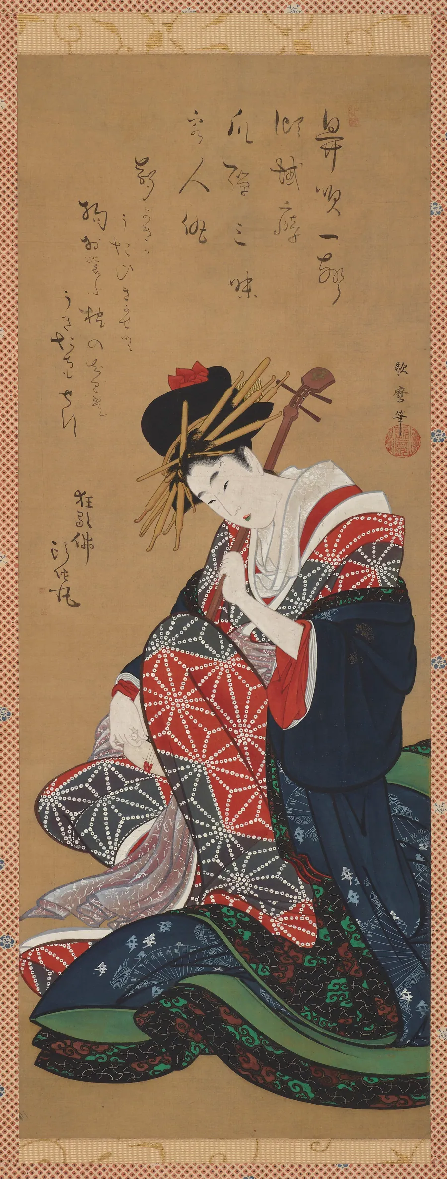 Shamisen Player by Kitagawa Utamaro II 喜多川歌麿 二代目 (died 1831?)