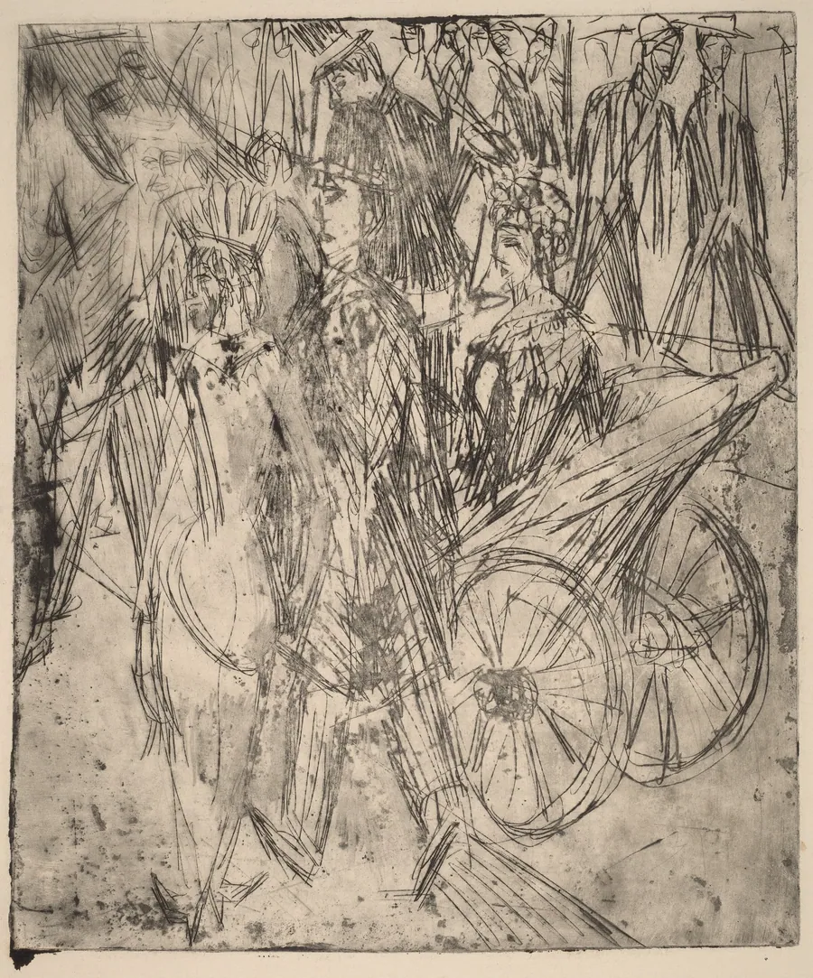 Couple in Front of a Carriage by Ernst Ludwig Kirchner