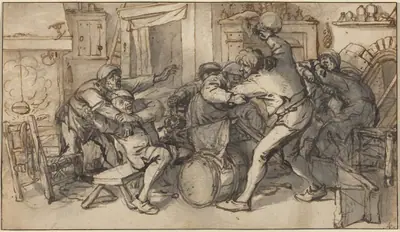 Peasants Fighting in a Tavern