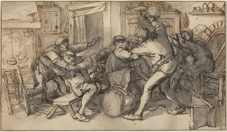 Peasants Fighting in a Tavern by Adriaen van Ostade