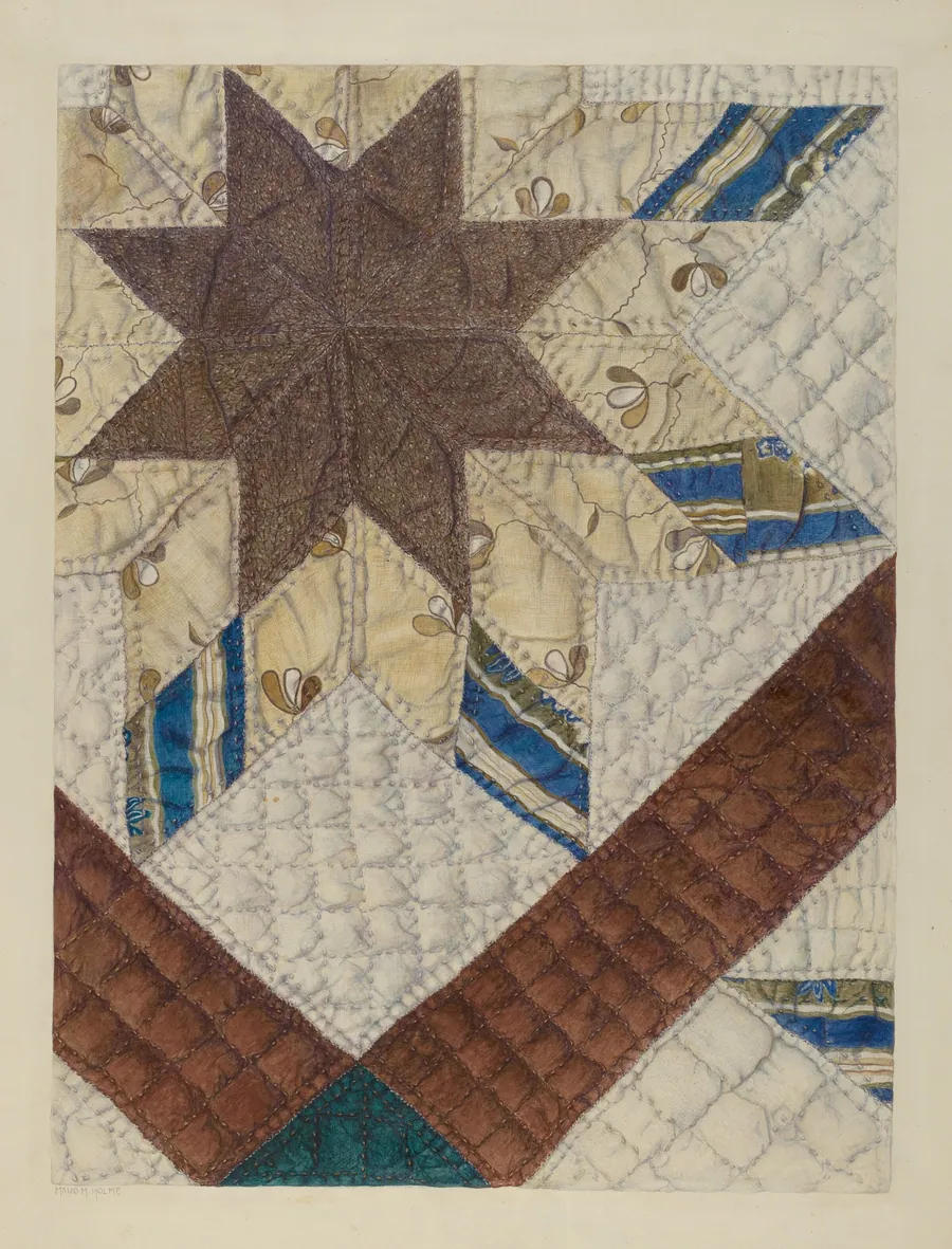 Double Star Patchwork Quilt by Maud M. Holme