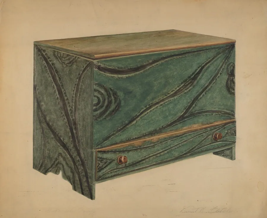 Painted Wooden Chest by Daniel Fletcher