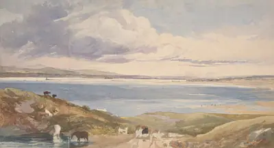 Landscape by the Shore with Road in Foreground