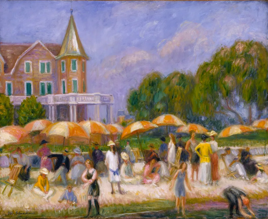 Beach Umbrellas at Blue Point by William Glackens, born Philadelphia, PA 1870-died Westport, CT 1938