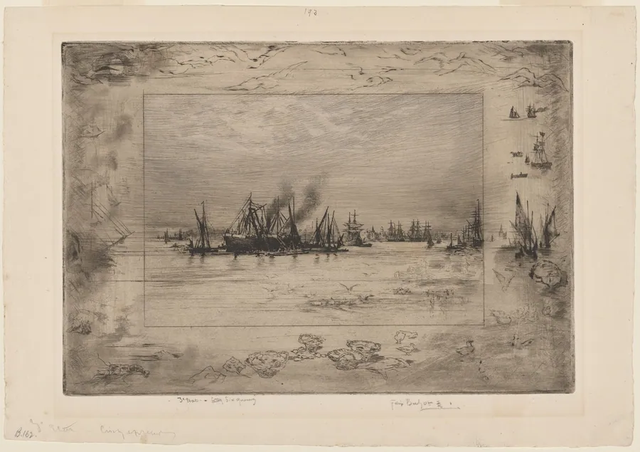 Le Port aux Mouettes (Port with Seagulls) by Félix-Hilaire Buhot