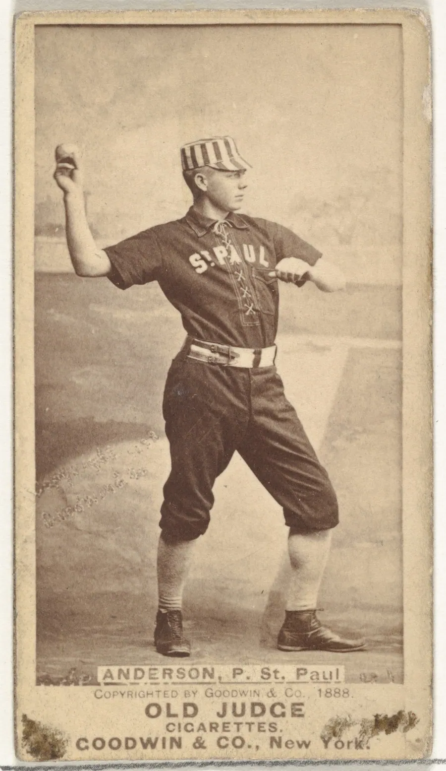 Varney Samuel "Varn" Anderson, Pitcher, St. Paul Apostles, from the Old Judge series (N172) for Old Judge Cigarettes by Goodwin & Company