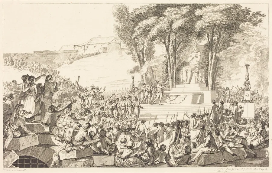 La Fontaine de la Régénération sur les débris de la Bastille, le 10 Aout 1793 by Antoine-Jean Duclos