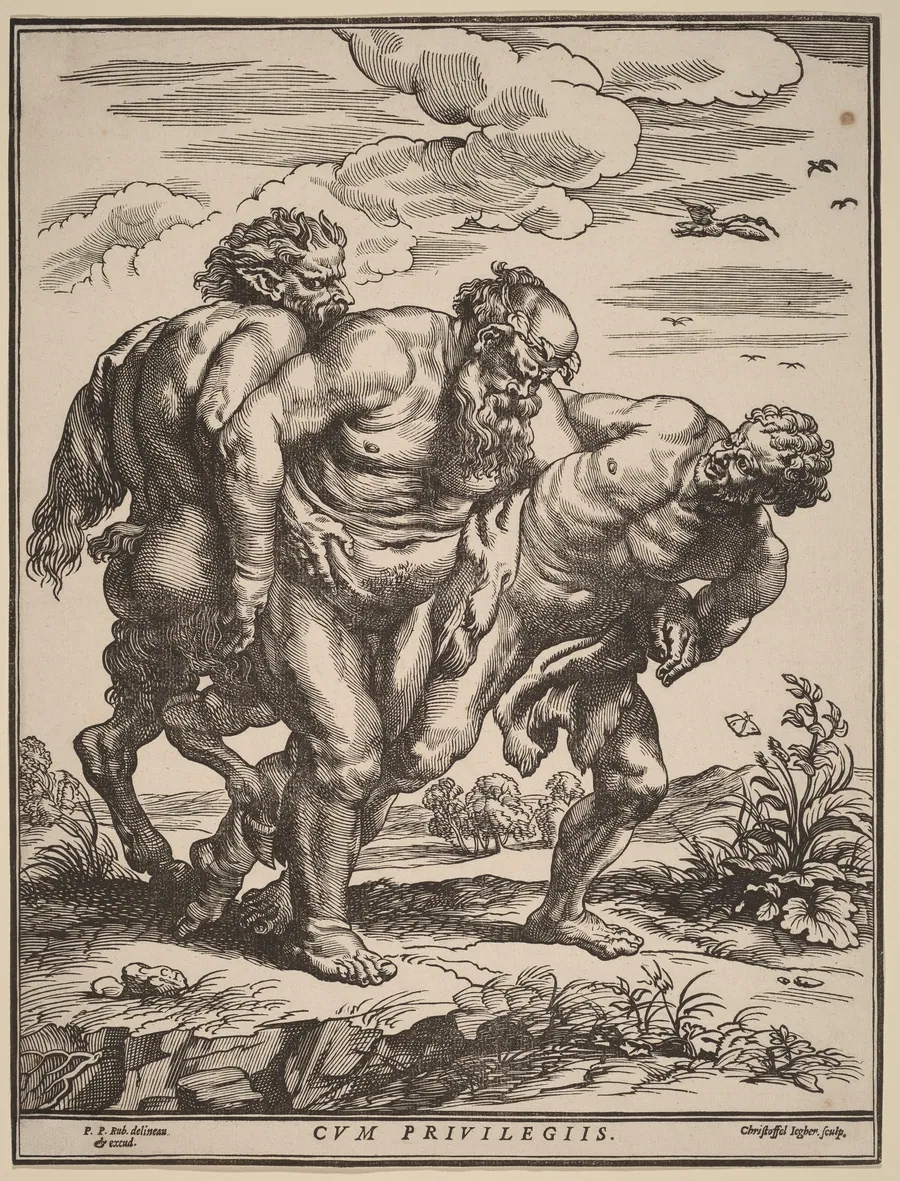 Silenus Accompanied by a Satyr and a Faun by Christoffel Jegher