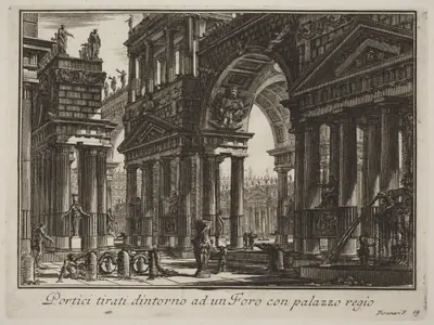 Portici tirati dintorno ad un Foro con palazzo regio
