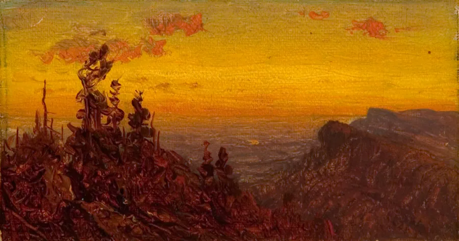 From the Shawangunk Mountains by Sanford Robinson Gifford, born Greenfield, NY 1823-died New York City 1880