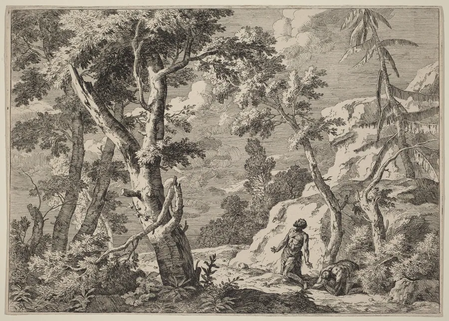 Two Men Penitent in the Wilderness by Marco Ricci