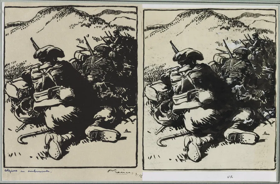 Alpins en ambuscade by Auguste Louis Lepère
