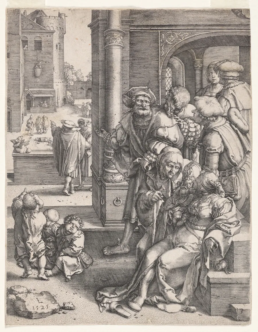The Poet Virgil Suspended in a Basket by Lucas van Leyden