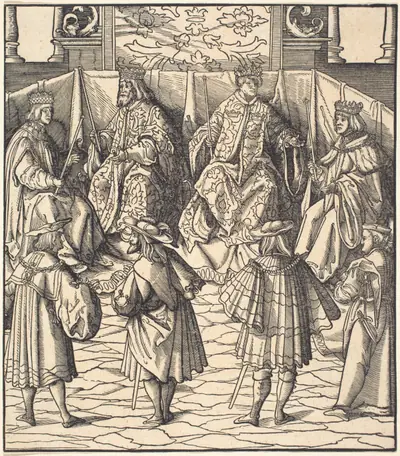 Assembly of Four Kings, in the foreground Four Men