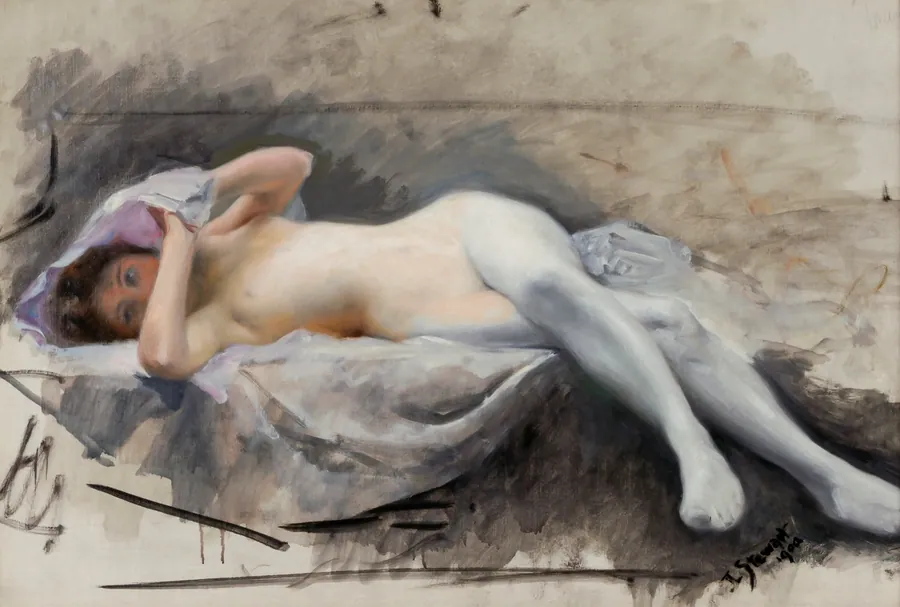 Reclining Nude by Julius LeBlanc Stewart, born Philadelphia, PA 1855-died Paris, France 1919