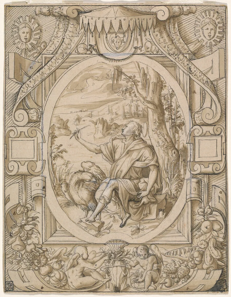 Saint John on Patmos by Geoffroy Dumoûtier