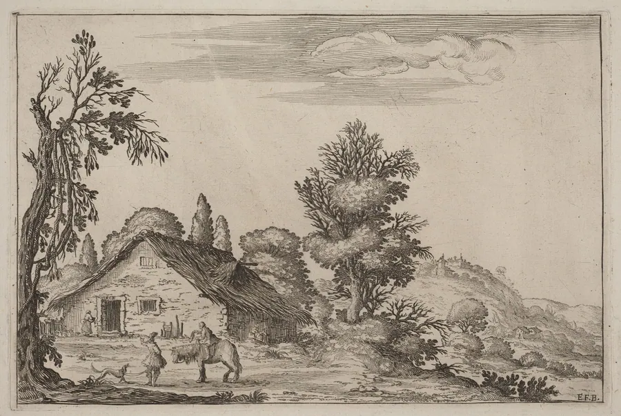 Landscape with a Traveler before a Cottage by Ercole Bazicaluva
