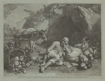 Old Man Leaning against a Sack