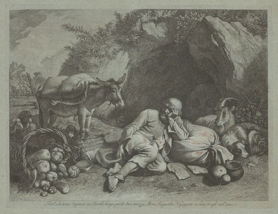 Old Man Leaning against a Sack by Francesco Londonio