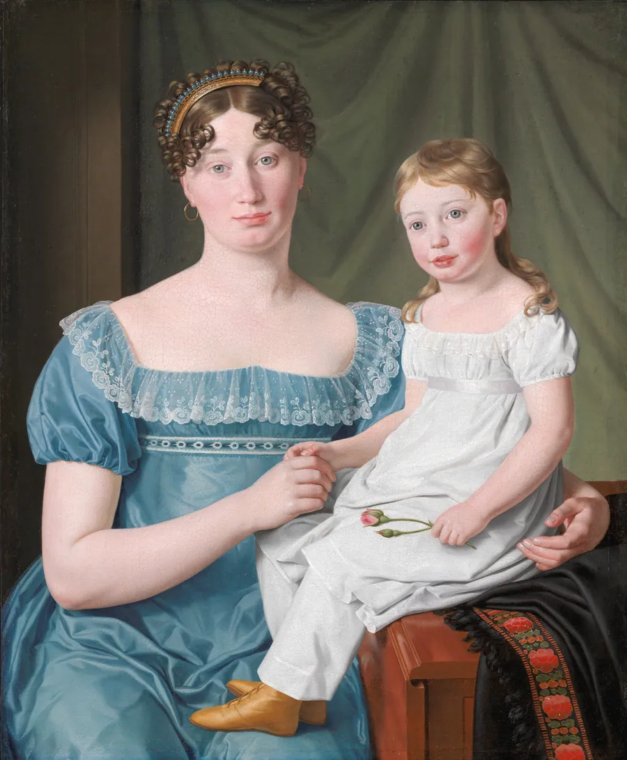 Kammerherreinde Sophie Hedvig Løvenskiold og hendes treårige datter Berthe Henriette by C.W. Eckersberg