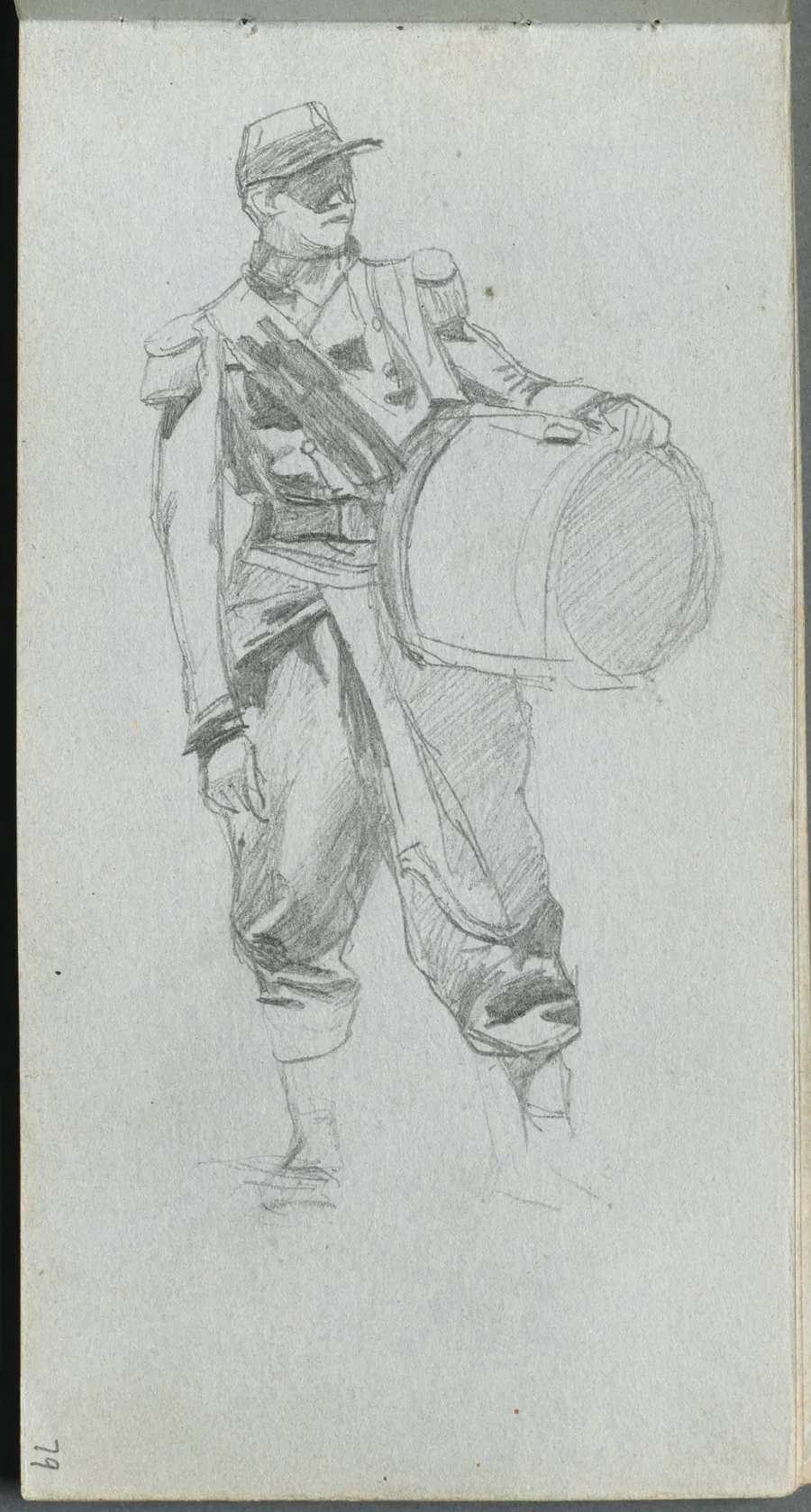 Sketchbook, page 79: Soldier with Drum by Ernest Meissonier