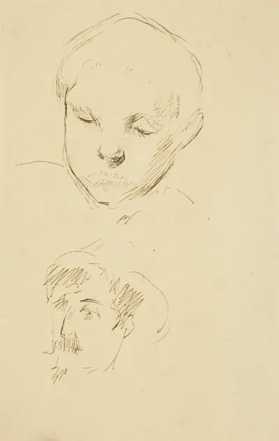 Profile of a Boy and Self-Portrait [recto]