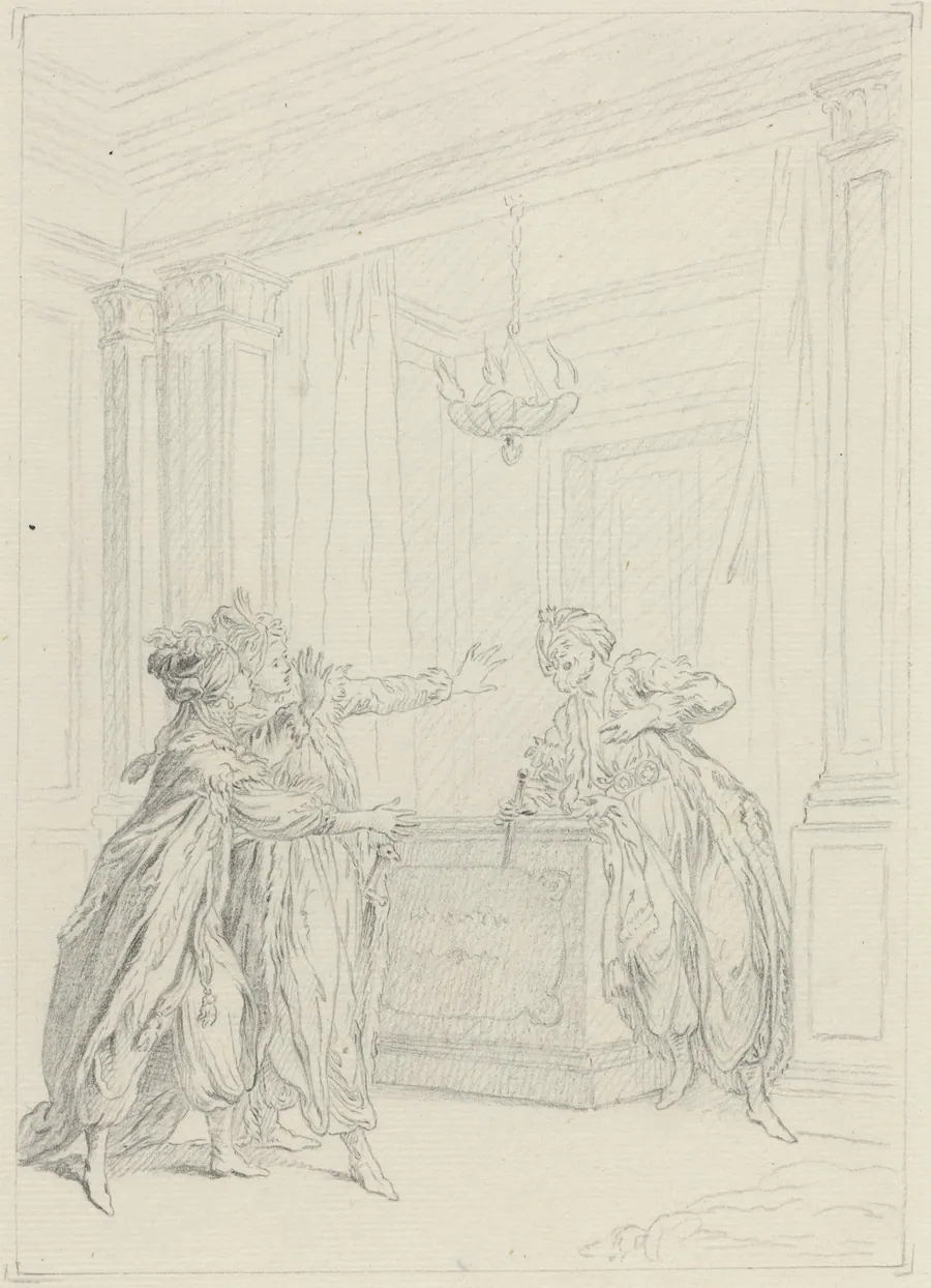 Calmine, quel objet vient Effrayer ma vue? by Hubert François Gravelot