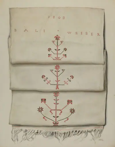 Pa. German Embroidered Towel