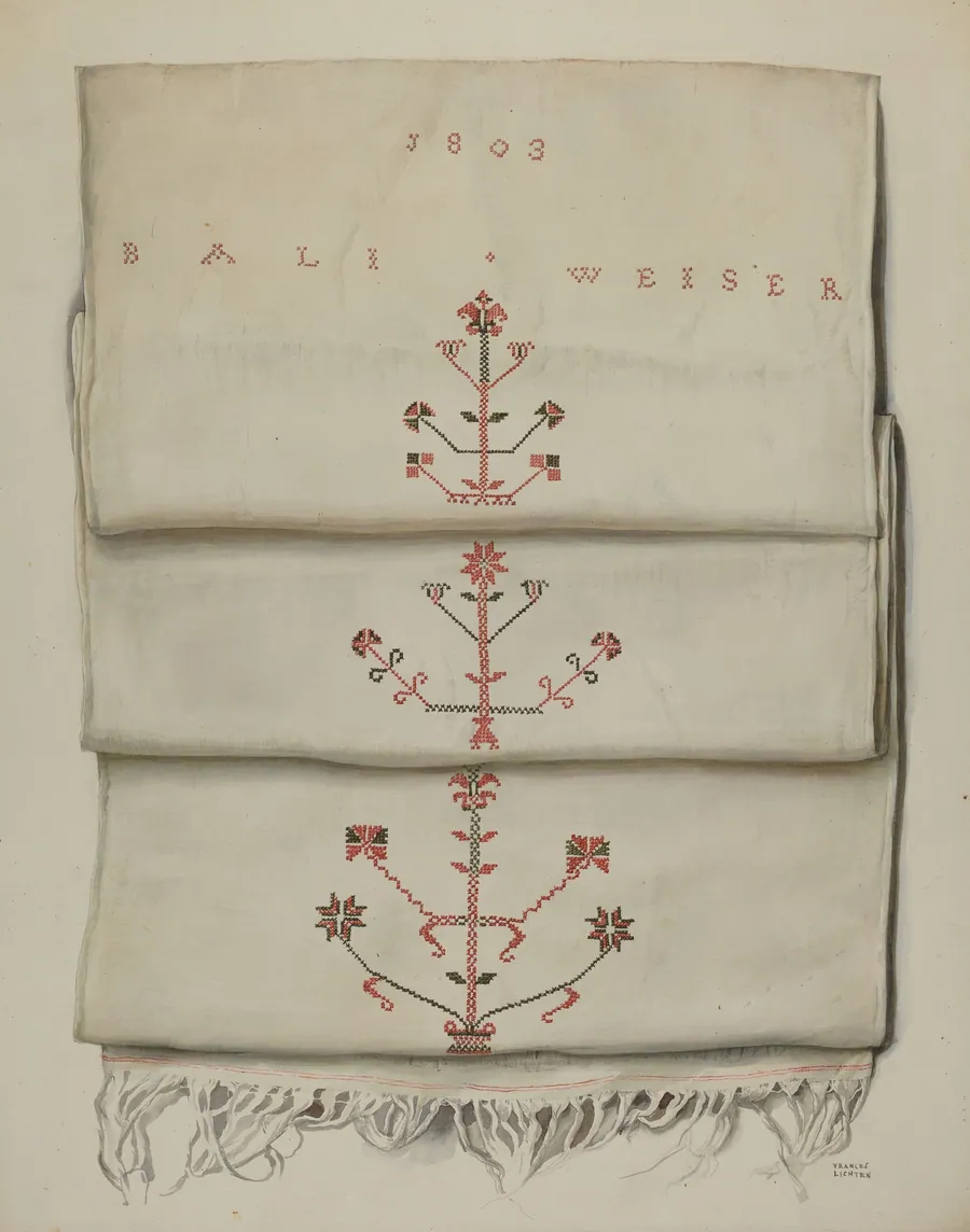 Pa. German Embroidered Towel by Frances Lichten
