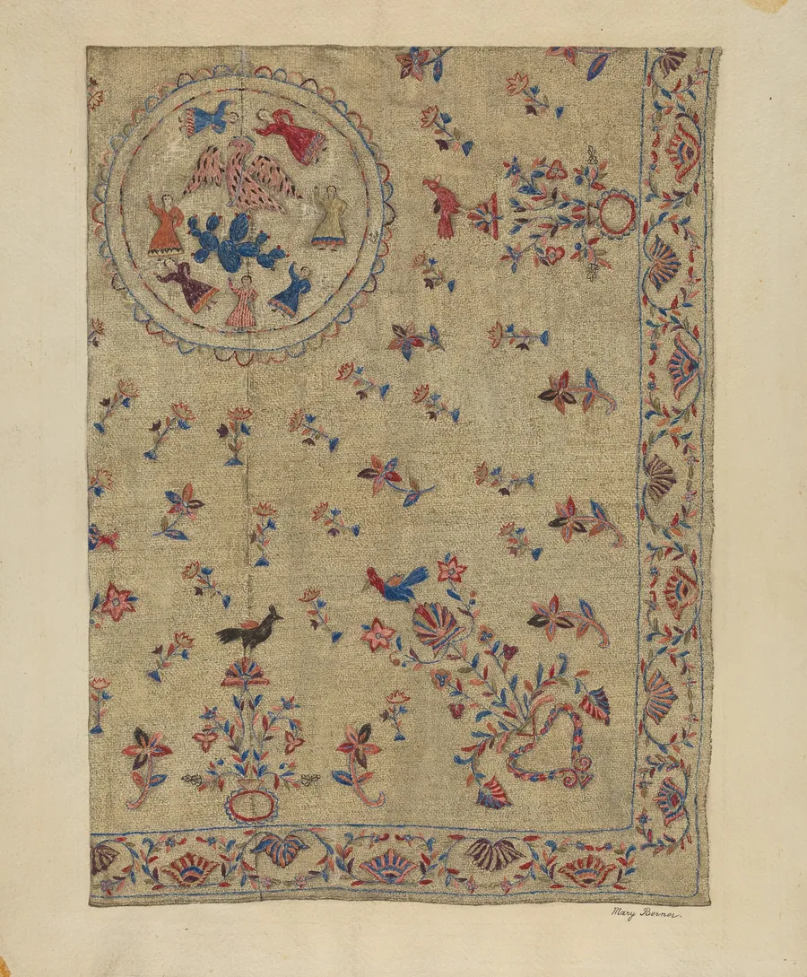 Crewel Bedspread by Mary Berner