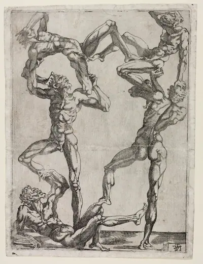 Pyramid of Five Men