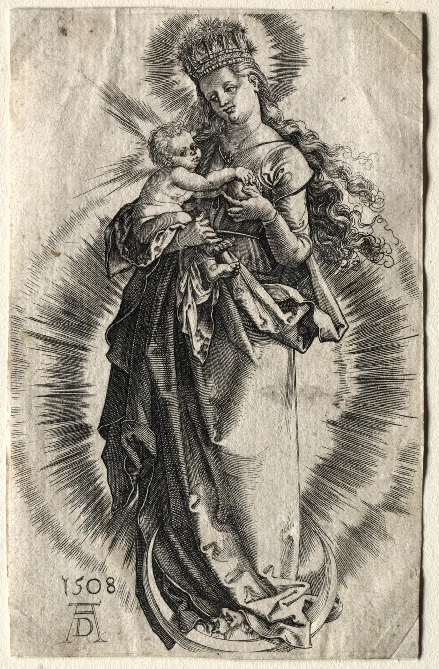 Virgin on a Crescent with a Starry Crown by Albrecht Dürer