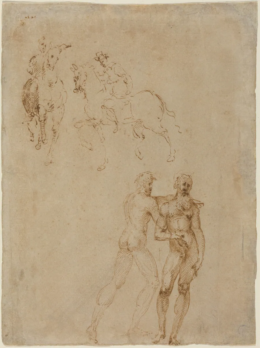 Two Horsemen and Two Male Nudes by Vincenzo Tamagni