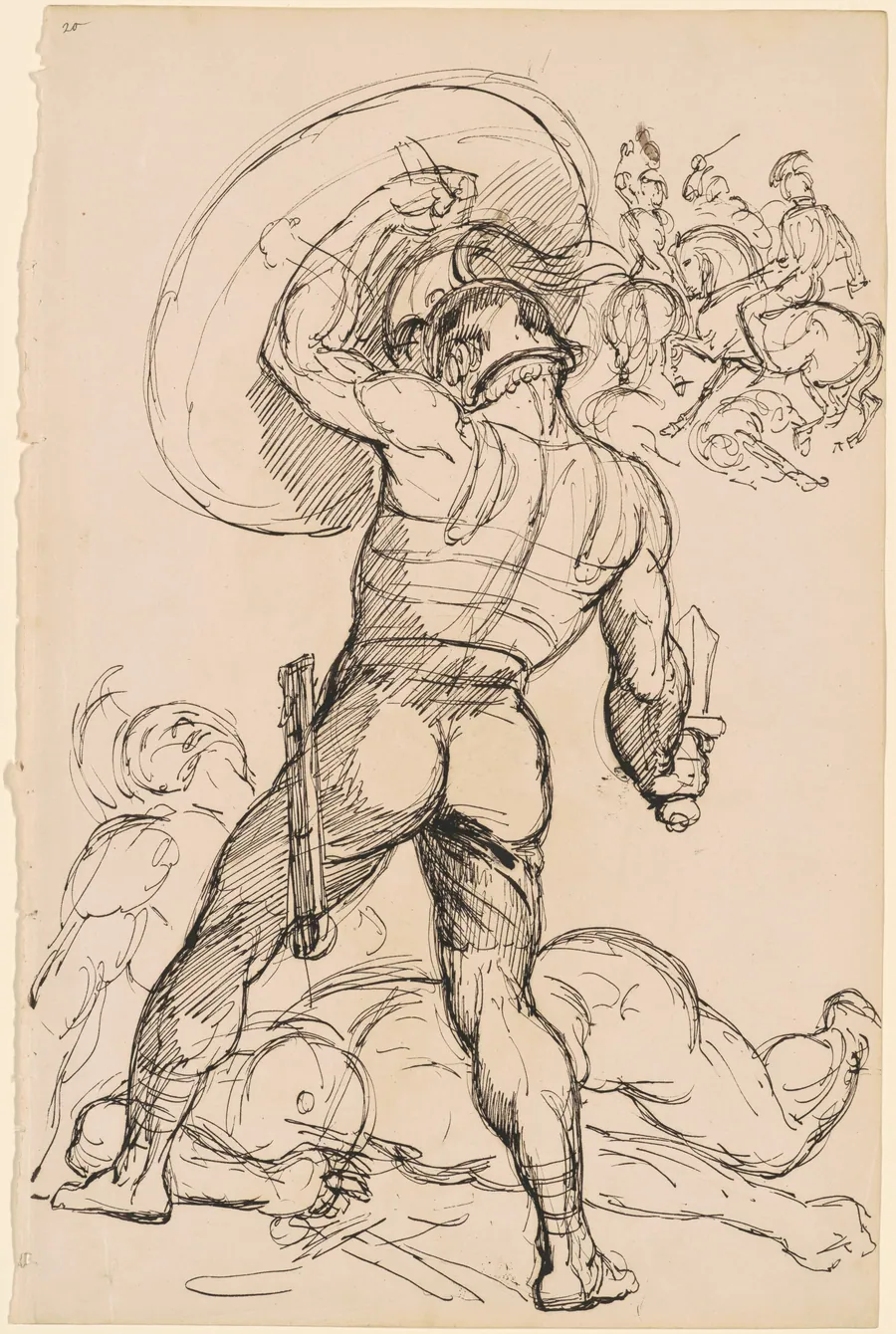 An Ancient Roman Warrior in Battle by Hippolyte Lalaisse