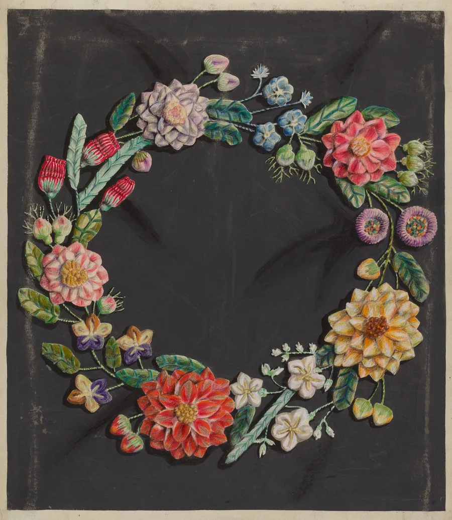 Crewel Work Wreath by Robert Stewart