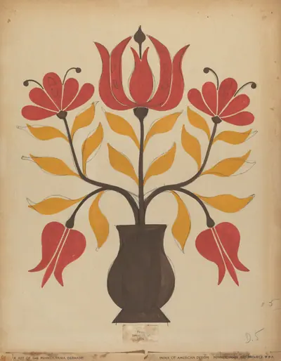 Drawing for Plate 5: From Portfolio "Folk Art of Rural Pennsylvania"